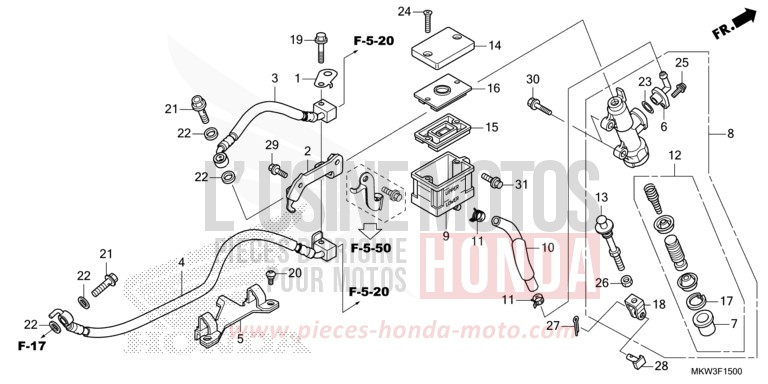 REAR BRAKE MASTER CYLINDER von NC750X DCT PEARL GLARE WHITE (NHB53) von 2021
